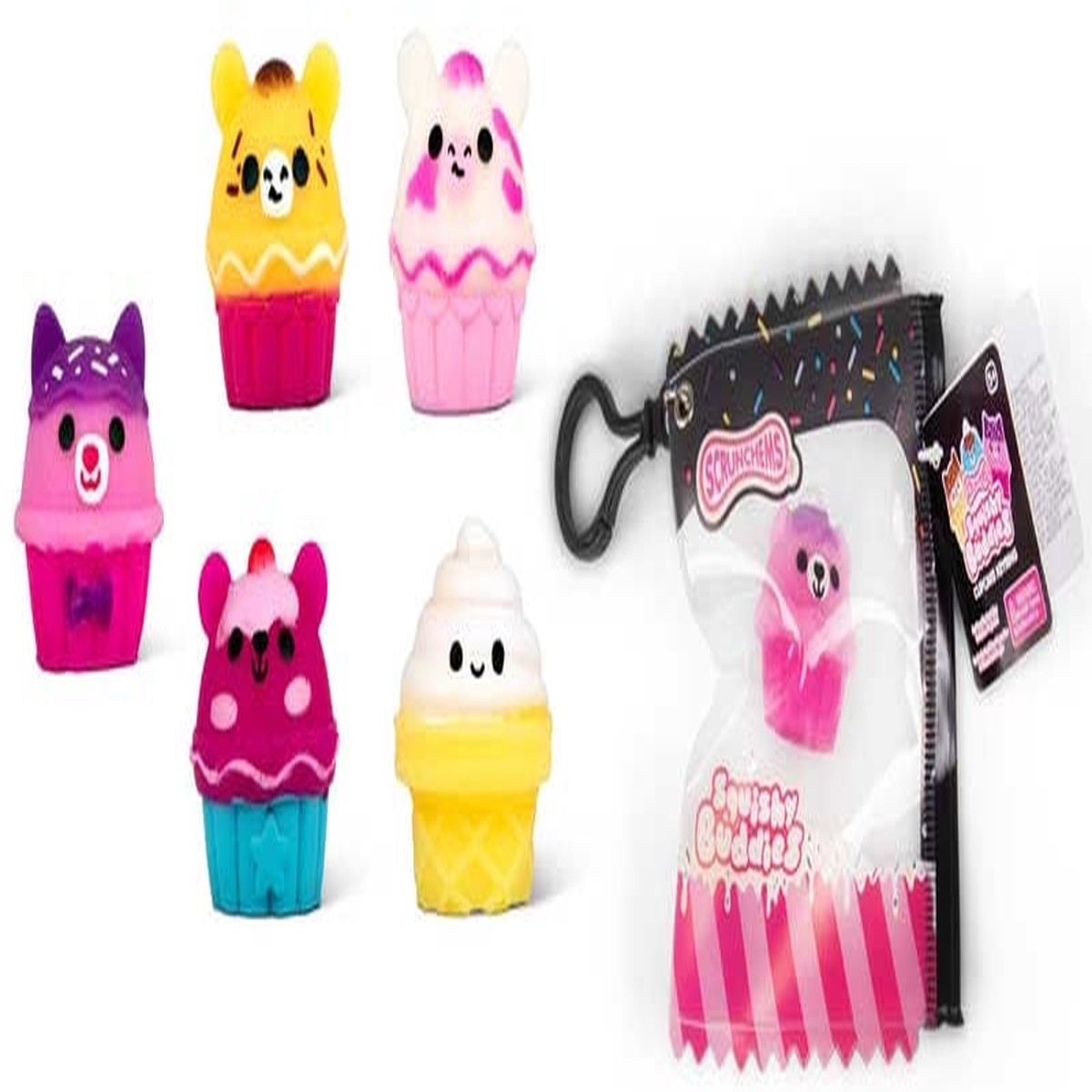 Scrunchems Squishy Buddies Cupcake Keyring