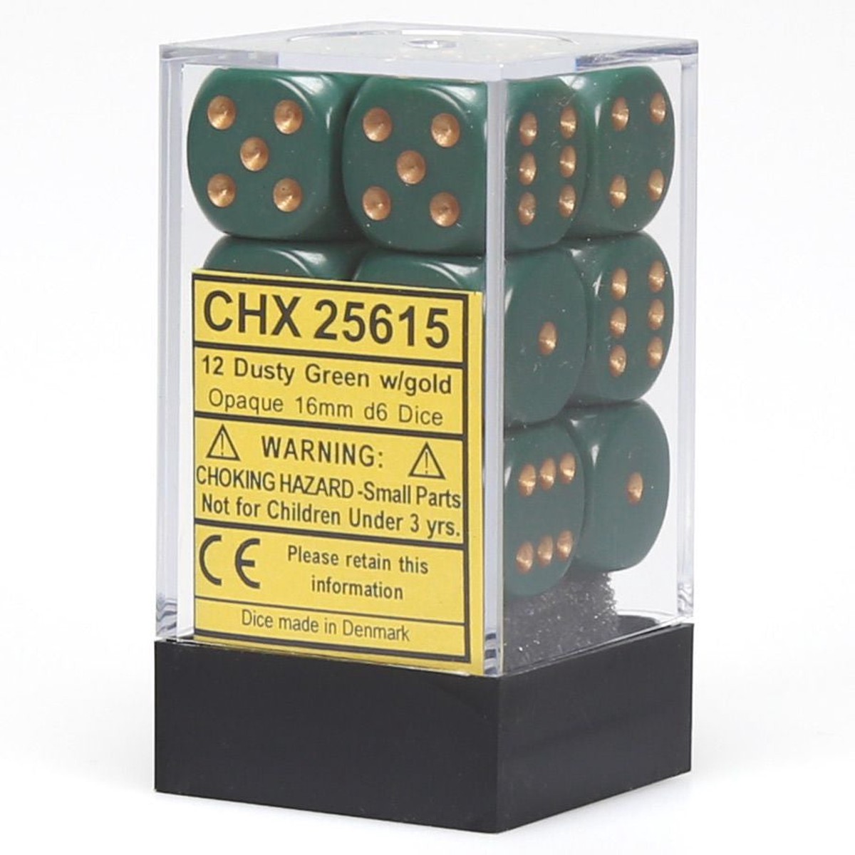Chessex Opaque Dusty Green w/ Copper 16mm D6