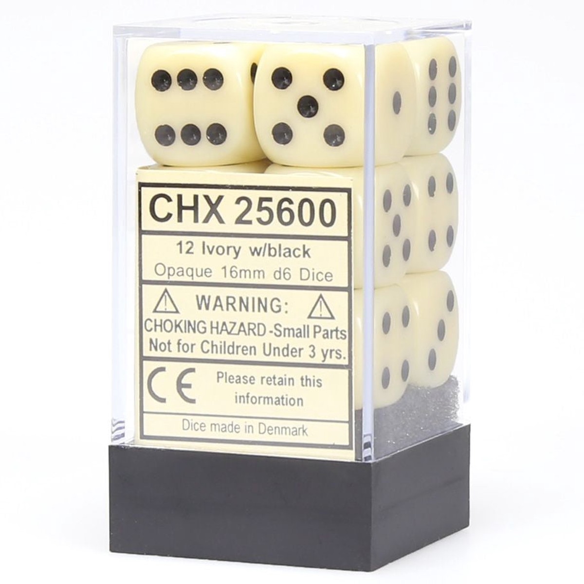 Chessex Opaque Ivory w/ Black 16mm D6