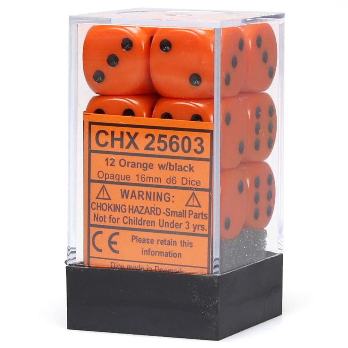 Chessex Opaque Orange w/ Black 16mm D6