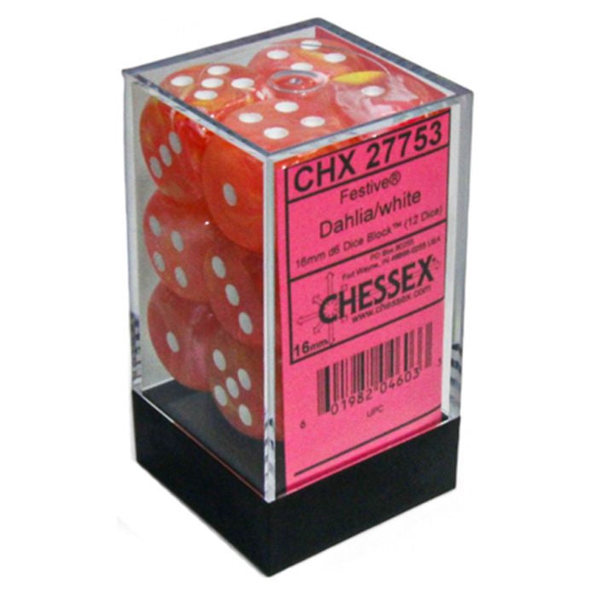 Chessex Festive Dahlia w/ White 16mm D6