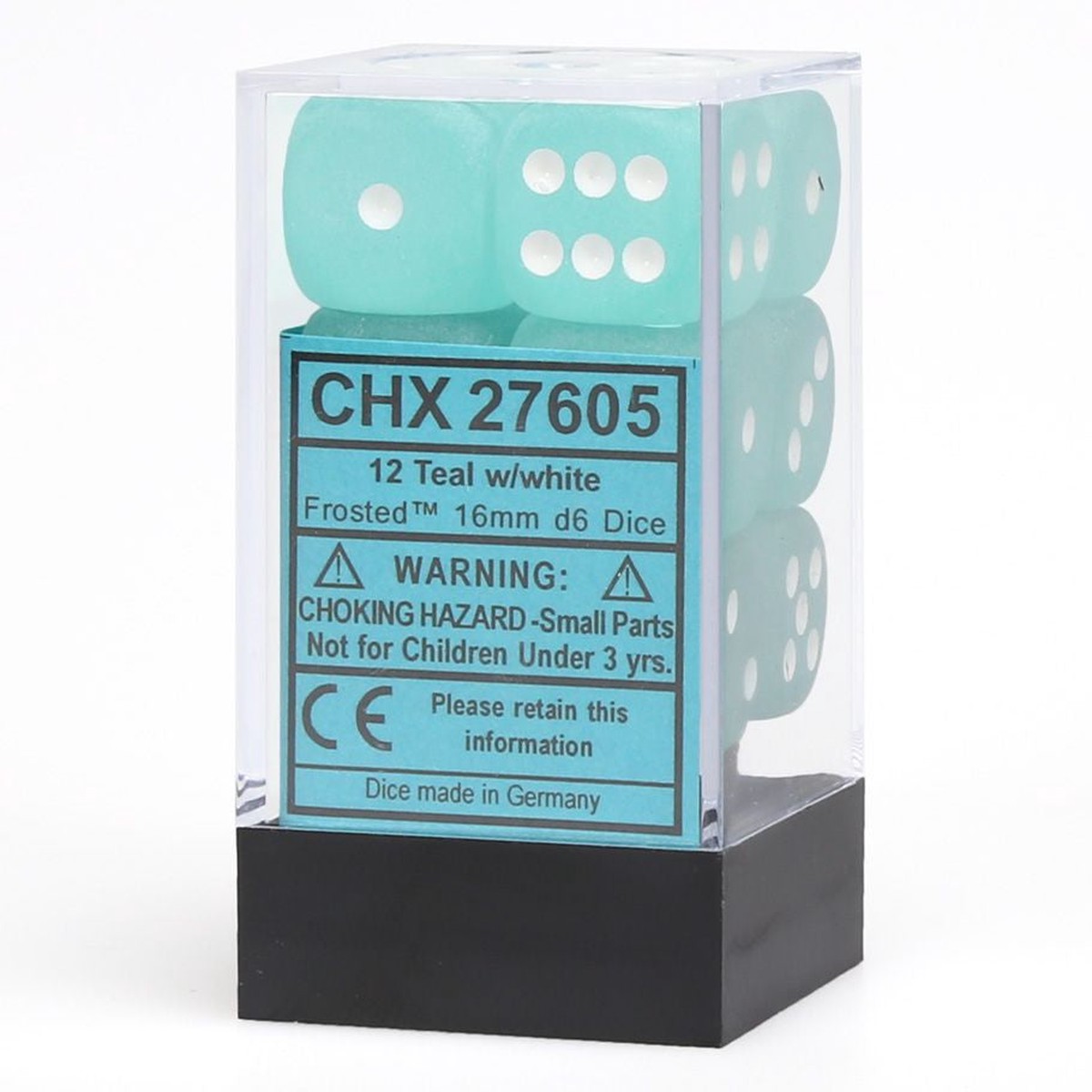 Chessex Frosted Teal w/ White 16mm D6