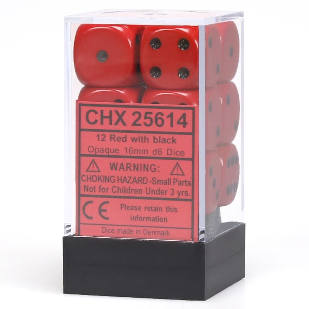 Chessex Opaque Red w/ Black 16mm D6