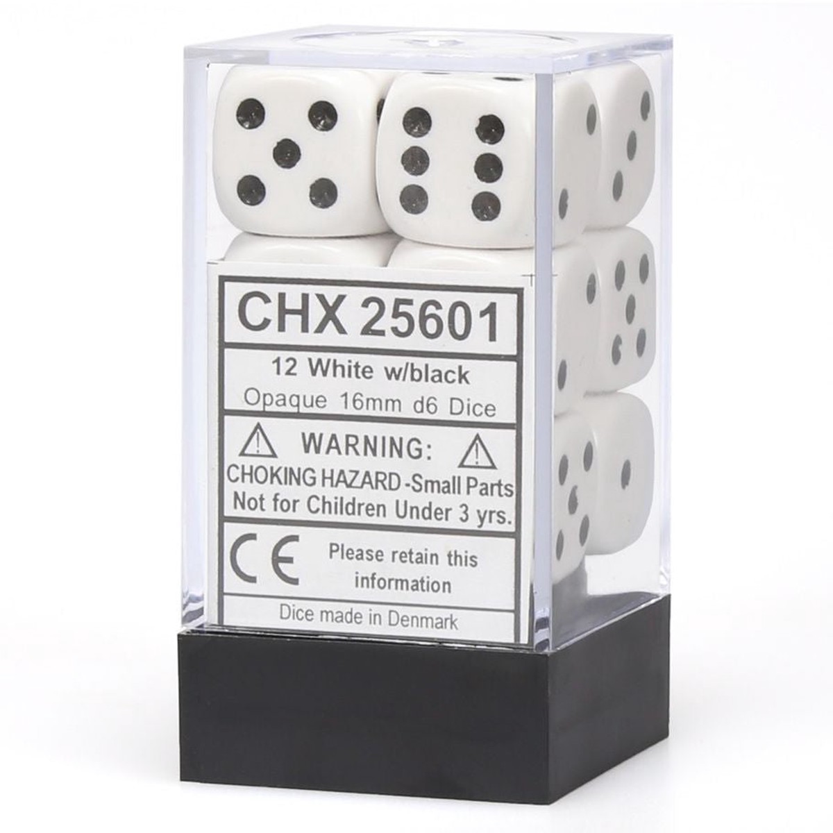 Chessex Opaque White w/ Black 16mm D6